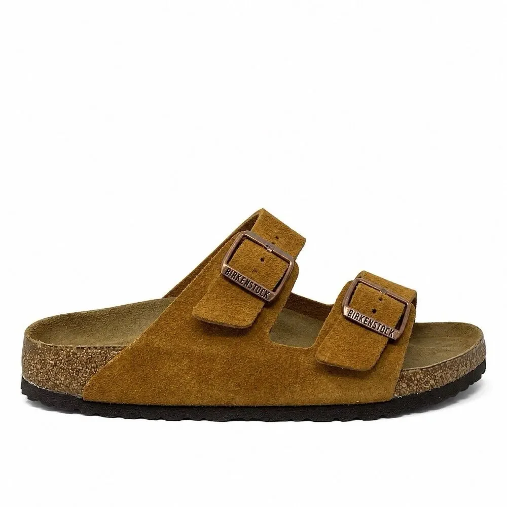 Birkenstock Arizona Mens 11 Cognac Brown Suede Leather Sandals Comfort‎ EU 44